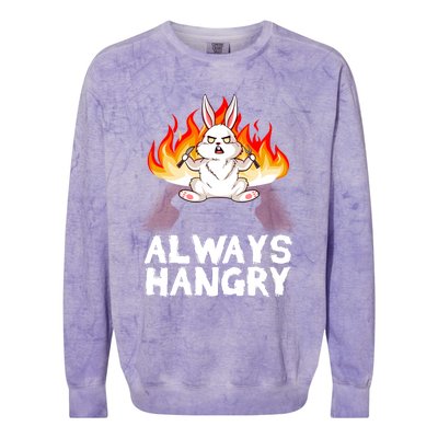 Always Hungry Knife Fire Bunny Rabbit Kawaii Anime Rodent Gift Colorblast Crewneck Sweatshirt