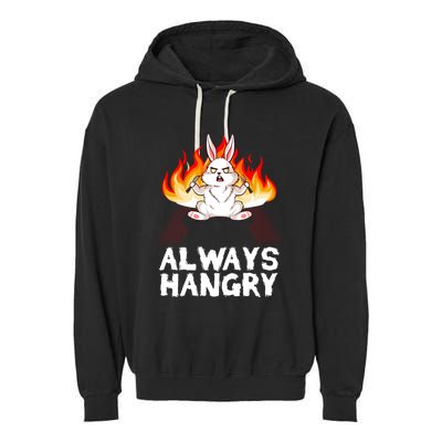 Always Hungry Knife Fire Bunny Rabbit Kawaii Anime Rodent Gift Garment-Dyed Fleece Hoodie