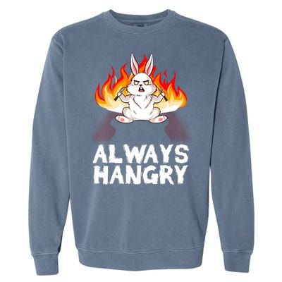 Always Hungry Knife Fire Bunny Rabbit Kawaii Anime Rodent Gift Garment-Dyed Sweatshirt