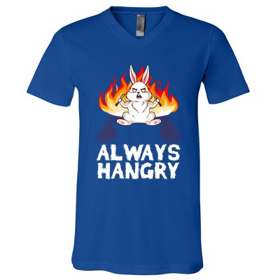 Always Hungry Knife Fire Bunny Rabbit Kawaii Anime Rodent Gift V-Neck T-Shirt