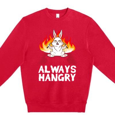 Always Hungry Knife Fire Bunny Rabbit Kawaii Anime Rodent Gift Premium Crewneck Sweatshirt