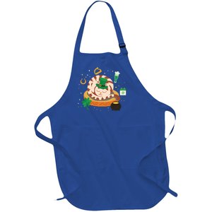 Adorable Holiday Kitten Sleepy Cat St Patrick's Day Gift Full-Length Apron With Pockets