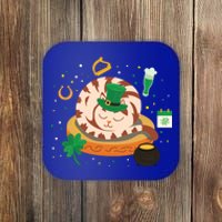 Adorable Holiday Kitten Sleepy Cat St Patrick's Day Gift Coaster