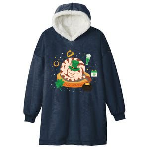 Adorable Holiday Kitten Sleepy Cat St Patrick's Day Gift Hooded Wearable Blanket