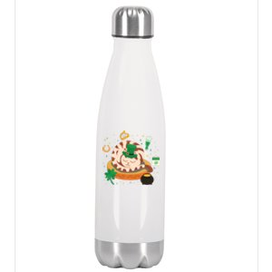 Adorable Holiday Kitten Sleepy Cat St Patrick's Day Gift Stainless Steel Insulated Water Bottle