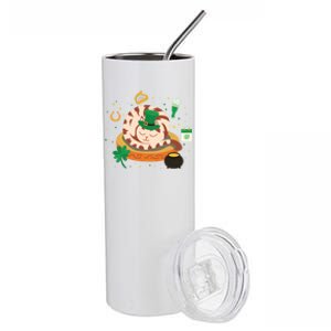 Adorable Holiday Kitten Sleepy Cat St Patrick's Day Gift Stainless Steel Tumbler