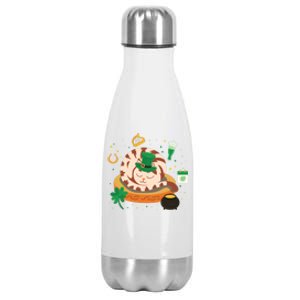 Adorable Holiday Kitten Sleepy Cat St Patrick's Day Gift Stainless Steel Insulated Water Bottle