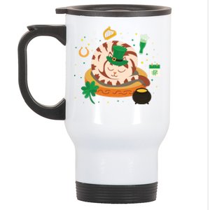 Adorable Holiday Kitten Sleepy Cat St Patrick's Day Gift Stainless Steel Travel Mug