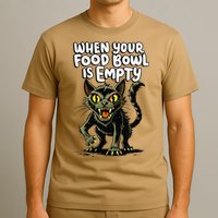 Angry Hungry Kitten Funny Food Bowl Empty Meme Cat T-Shirt