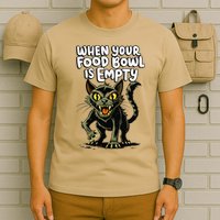 Angry Hungry Kitten Funny Food Bowl Empty Meme Cat T-Shirt