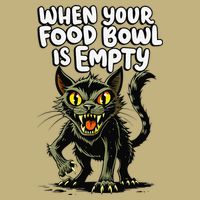 Angry Hungry Kitten Funny Food Bowl Empty Meme Cat T-Shirt