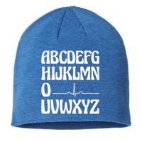 Alphabet Heartbeat Line Nursing Student Abc Pqrst Nurse Gift Sustainable Beanie