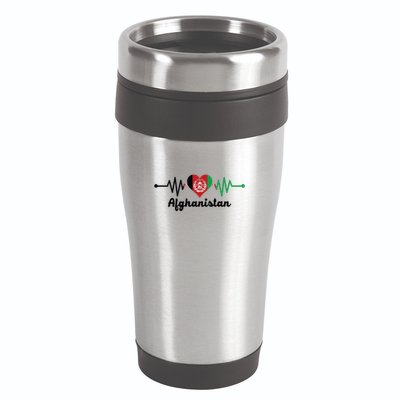Afghanistan Heart Love Pulse Flag Support 16oz Travel Tumbler