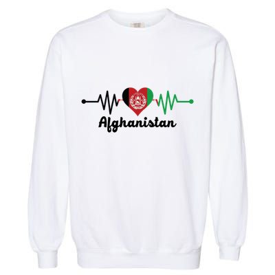 Afghanistan Heart Love Pulse Flag Support Garment-Dyed Sweatshirt