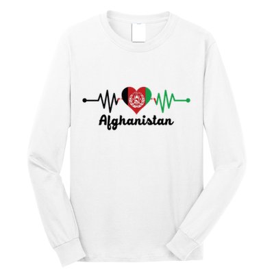 Afghanistan Heart Love Pulse Flag Support Long Sleeve Shirt