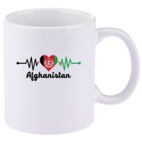 Afghanistan Heart Love Pulse Flag Support 11oz C Handle Ceramic Mug