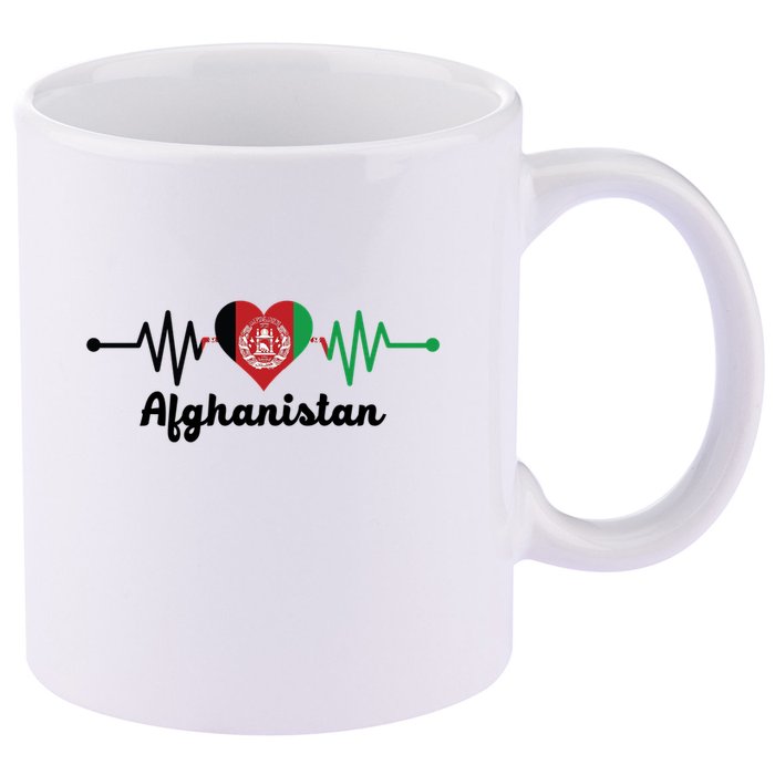 Afghanistan Heart Love Pulse Flag Support 11oz C Handle Ceramic Mug