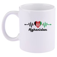 Afghanistan Heart Love Pulse Flag Support 11oz C Handle Ceramic Mug