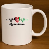 Afghanistan Heart Love Pulse Flag Support 11oz C Handle Ceramic Mug