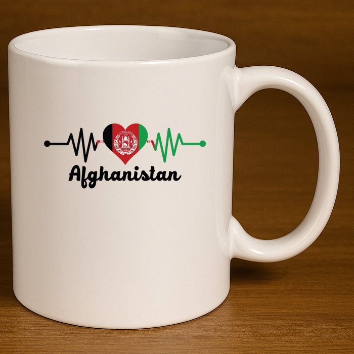 Afghanistan Heart Love Pulse Flag Support 11oz C Handle Ceramic Mug