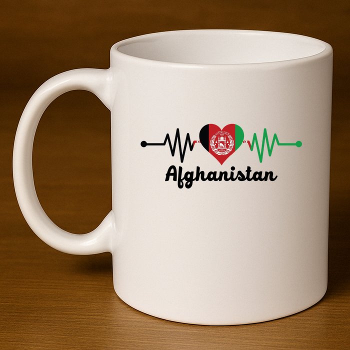 Afghanistan Heart Love Pulse Flag Support 11oz C Handle Ceramic Mug