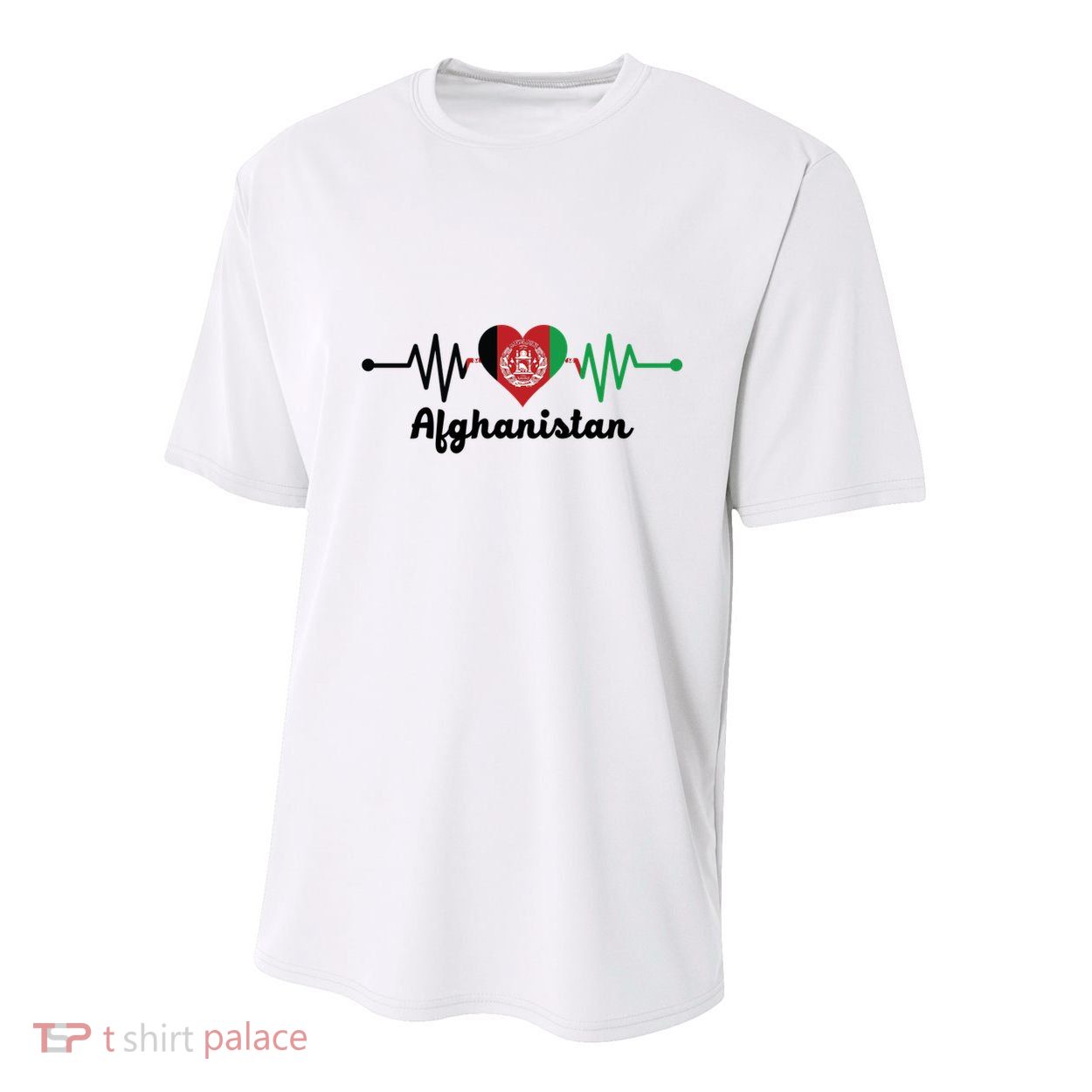 Afghanistan Heart Love Pulse Flag Support Youth Performance Sprint T-Shirt