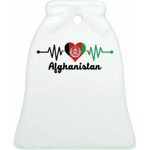 Afghanistan Heart Love Pulse Flag Support Ceramic Bell Ornament