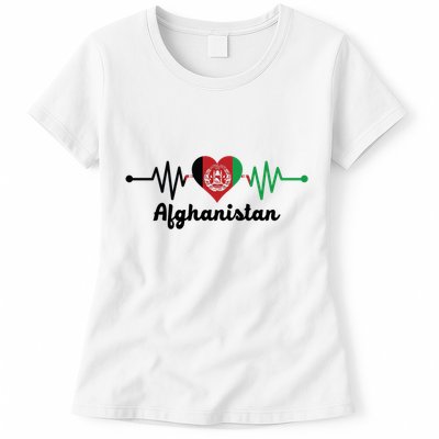 Afghanistan Heart Love Pulse Flag Support Womens T-Shirt