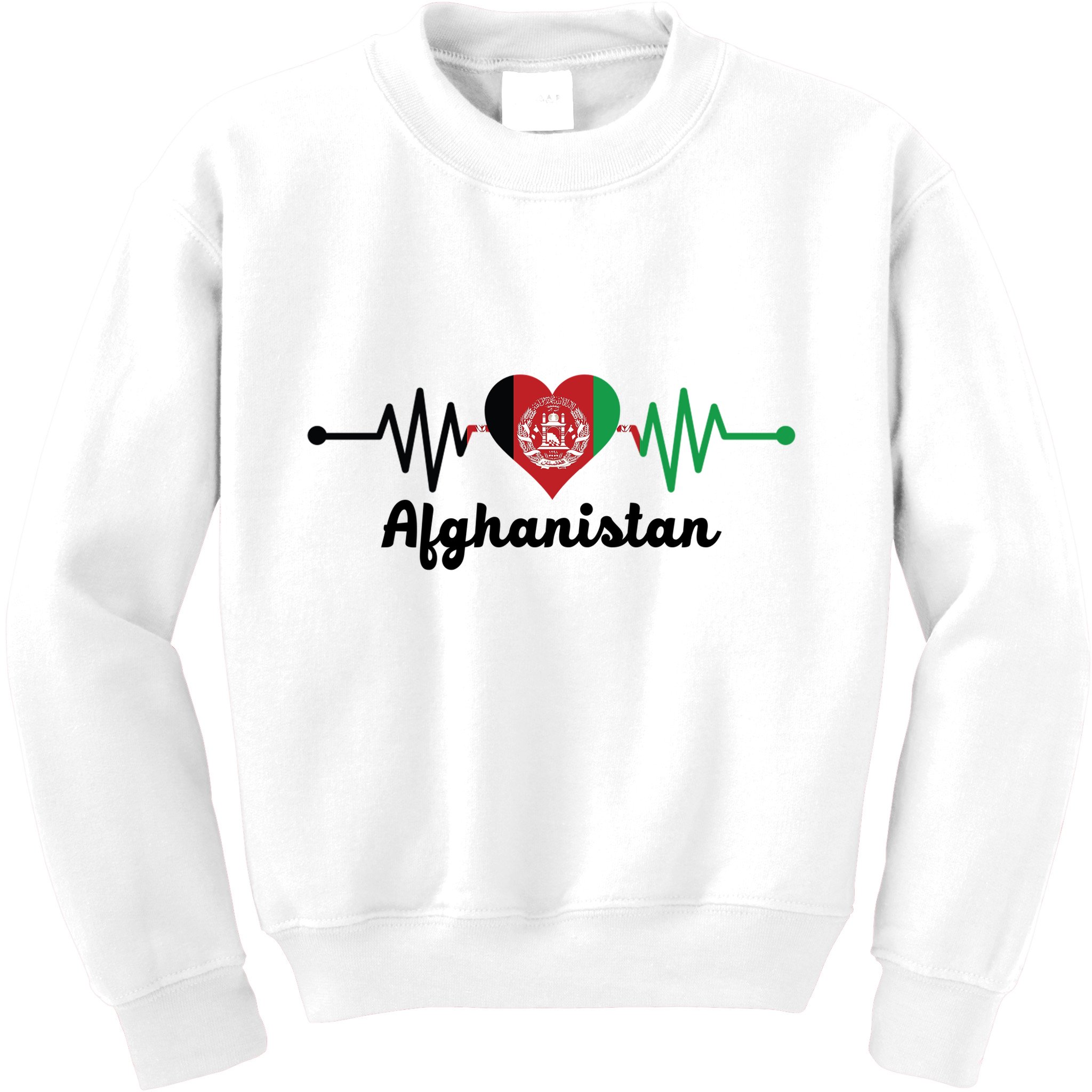 Afghanistan Heart Love Pulse Flag Support Kids Sweatshirt
