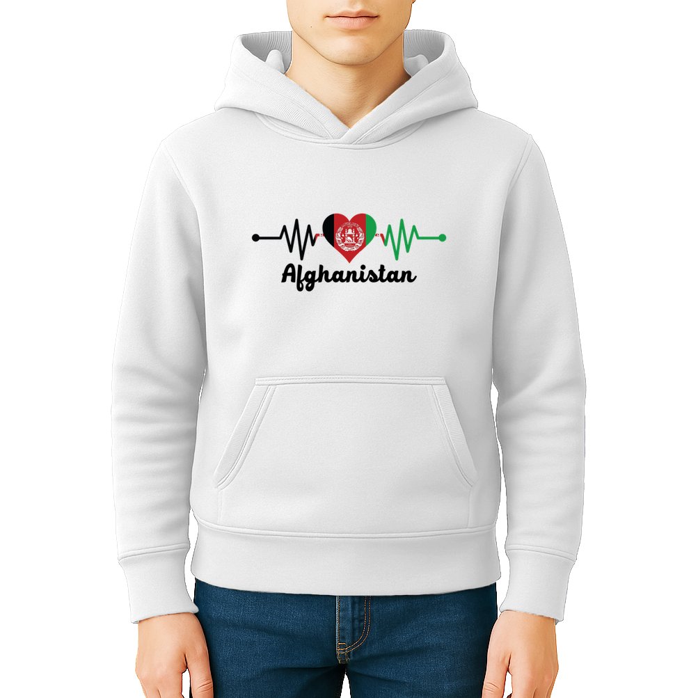 Afghanistan Heart Love Pulse Flag Support Kids Hoodie