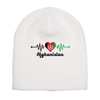 Afghanistan Heart Love Pulse Flag Support Short Acrylic Beanie