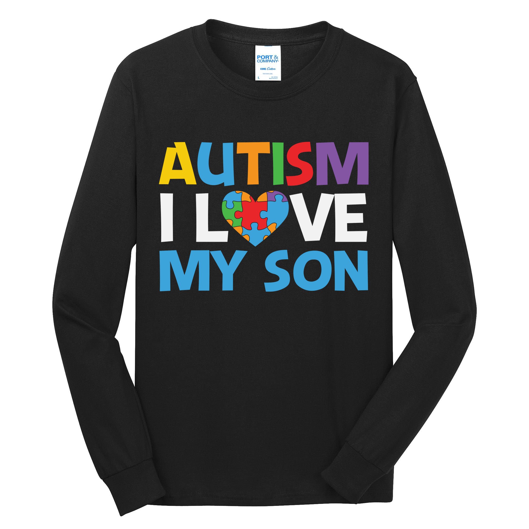Autism Heart Love Autism Puzzle, Autism Mom Tall Long Sleeve T-Shirt