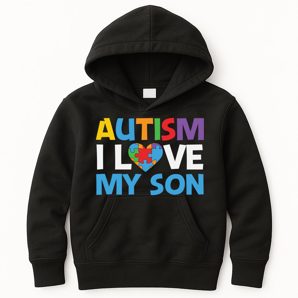 Autism Heart Love Autism Puzzle, Autism Mom Kids Hoodie