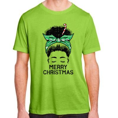 Afro Hairbun Merry Christmas African Black Xmas Mom Funny Adult ChromaSoft Performance T-Shirt