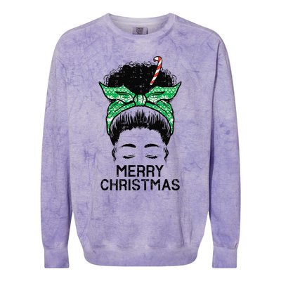 Afro Hairbun Merry Christmas African Black Xmas Mom Funny Colorblast Crewneck Sweatshirt