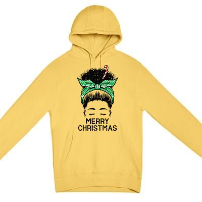 Afro Hairbun Merry Christmas African Black Xmas Mom Funny Premium Pullover Hoodie