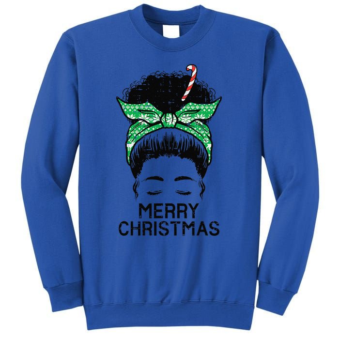 Afro Hairbun Merry Christmas African Black Xmas Mom Funny Sweatshirt