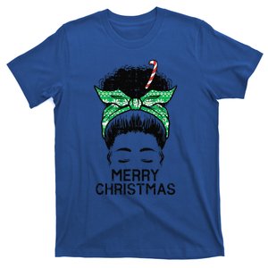 Afro Hairbun Merry Christmas African Black Xmas Mom Funny T-Shirt