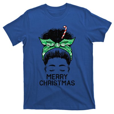 Afro Hairbun Merry Christmas African Black Xmas Mom Funny T-Shirt