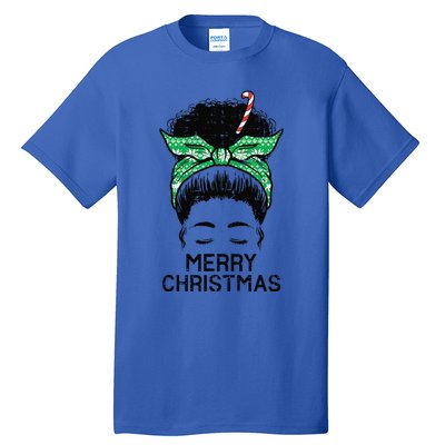 Afro Hairbun Merry Christmas African Black Xmas Mom Funny Tall T-Shirt