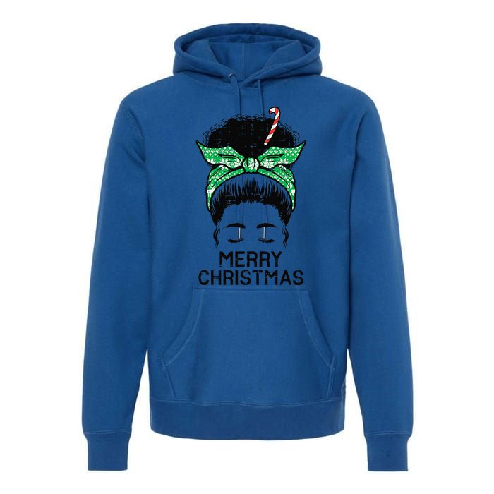 Afro Hairbun Merry Christmas African Black Xmas Mom Funny Premium Hoodie