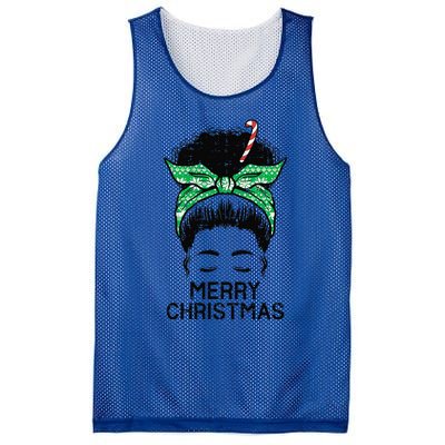 Afro Hairbun Merry Christmas African Black Xmas Mom Funny Mesh Reversible Basketball Jersey Tank