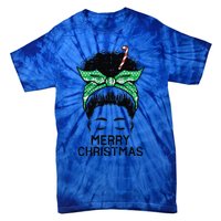 Afro Hairbun Merry Christmas African Black Xmas Mom Funny Tie-Dye T-Shirt