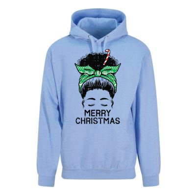 Afro Hairbun Merry Christmas African Black Xmas Mom Funny Unisex Surf Hoodie