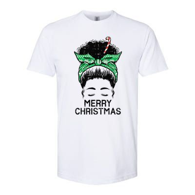 Afro Hairbun Merry Christmas African Black Xmas Mom Funny Softstyle CVC T-Shirt