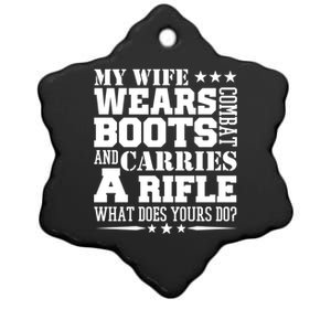 Army Husband Meaningful Gift My Wife Wears Boots Ceramic Star Ornament