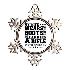 Army Husband Meaningful Gift My Wife Wears Boots Metallic Star Ornament