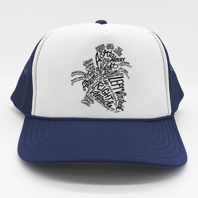 Anatomical Heart Medical White Word Art Adult Gift Trucker Hat