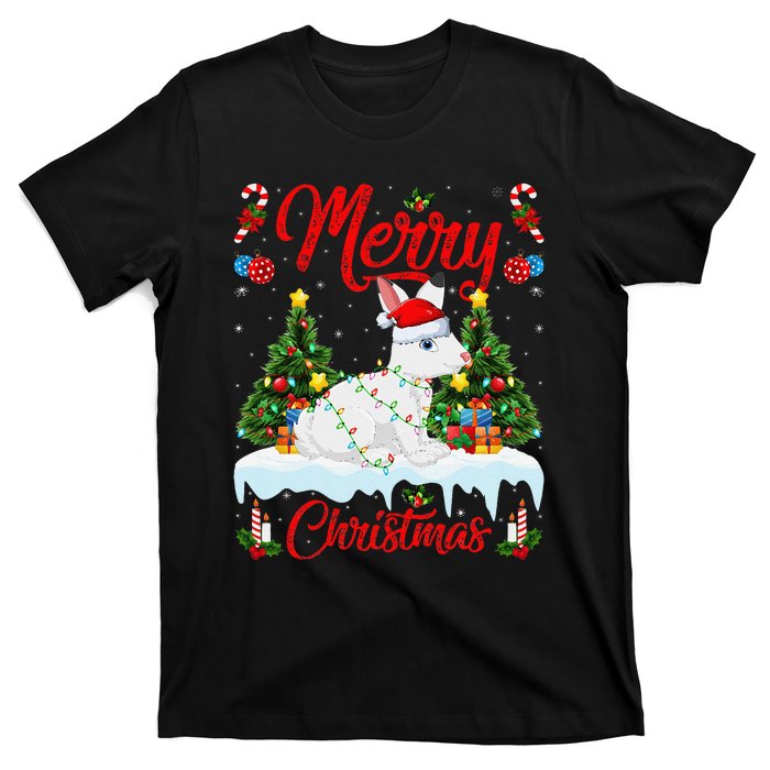 Arctic Hare Merry Christmas Tree Lights Arctic Hare Xmas T-Shirt