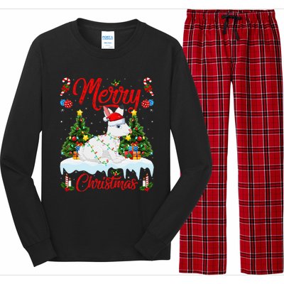 Arctic Hare Merry Christmas Tree Lights Arctic Hare Xmas Long Sleeve Pajama Set